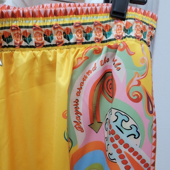 LikeMyChoice Vibrant Paisley Wide-Leg Pants With Elastic Tie Waistband 2XL NWOT - Picture 3 of 7